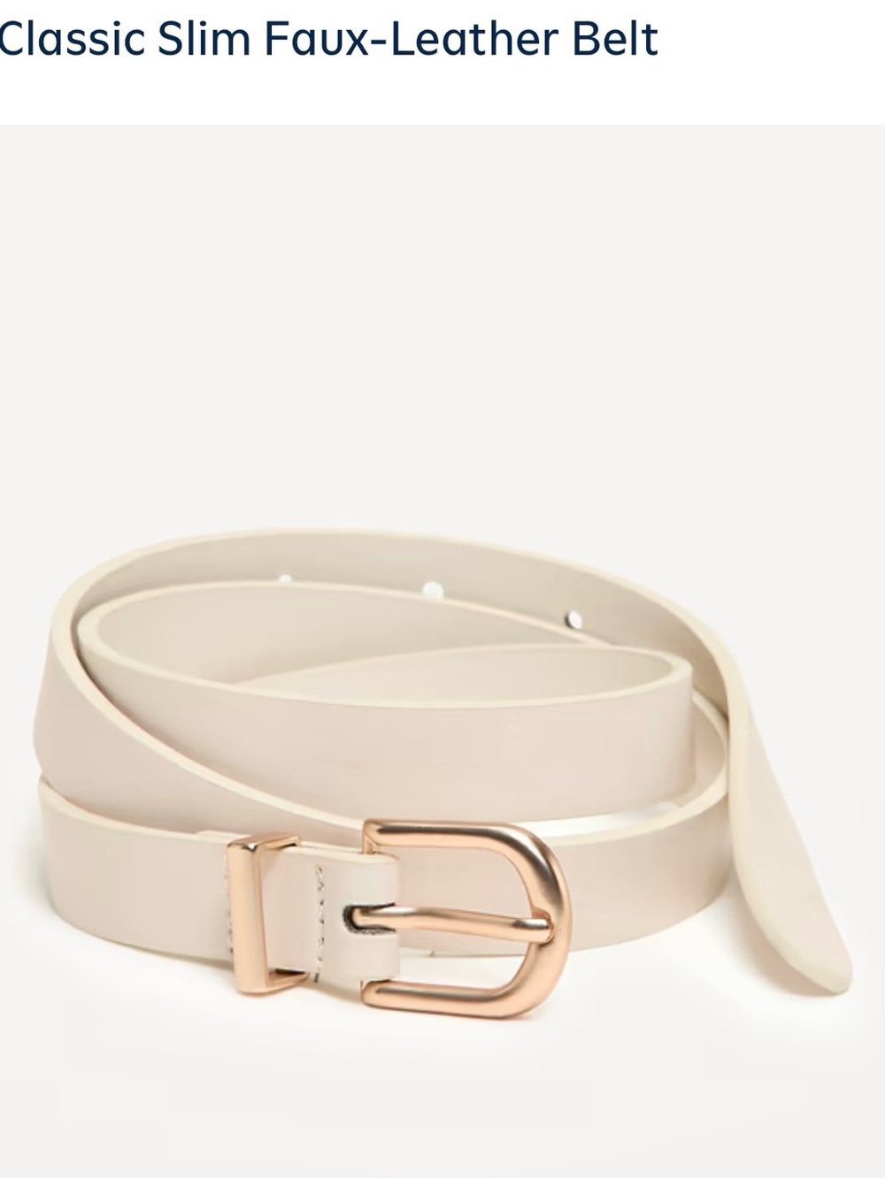 Classic Slim Faux-Leather Belt - Cream with Gold Buckle